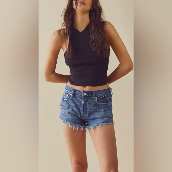 Free People We The Free Good Vibrations High Rise Cut Off Shorts Size 31 - Picture 3 of 10